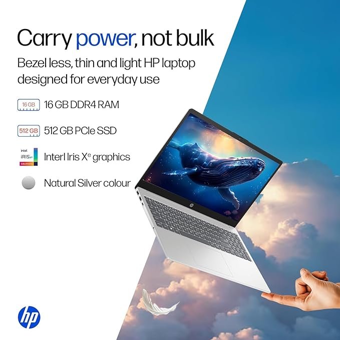 Click to see full view Ask Rufus Does it have a backlit keyboard? Can it run intensive apps? Does it come with Microsoft Office? Ask something else HP 15, Intel Core 5-120U (16GB DDR4, 512GB SSD) FHD, Anti-Glare, Micro-Edge, 15.6''/39.6cm, Win11, M365 Basic(1yr), Office Home24, Silver,1.59kg, fd0682tu, FHD Camera w/Shutter, BL Laptop - Image 3